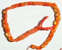 16 inch strand of 10x10mm Faceted Chiclet Carnelian